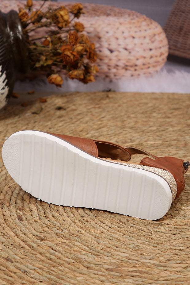 PU Cutout Buckle Strap Platform Slides Shoes