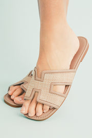 White Hollow Out Open Toe Slippers