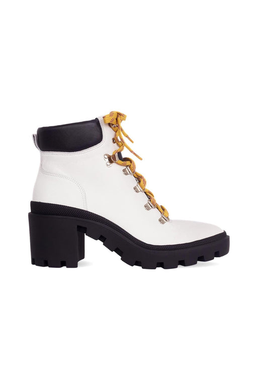 Women's White Combat Boot - Stylish 9cm Block Heel-0