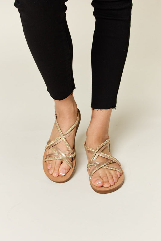 Forever Link Rhinestone Crisscross Flat Sandals-0