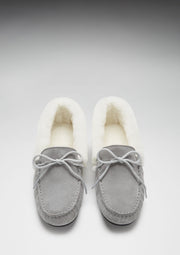 Women's slippers, sheepskin, dove grey suede-2