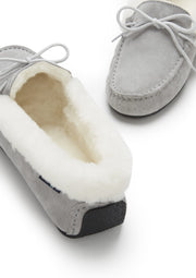 Women's slippers, sheepskin, dove grey suede-3