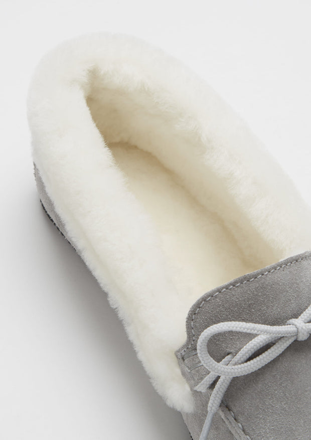 Women's slippers, sheepskin, dove grey suede-4