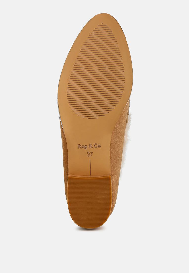 Allie Fur Trim Genuine Suede Loafers-4