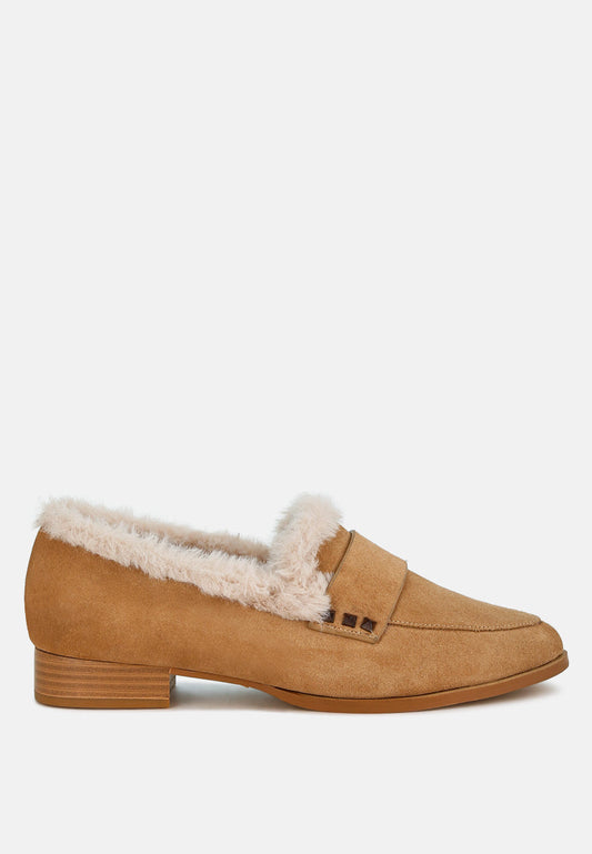 Allie Fur Trim Genuine Suede Loafers-0