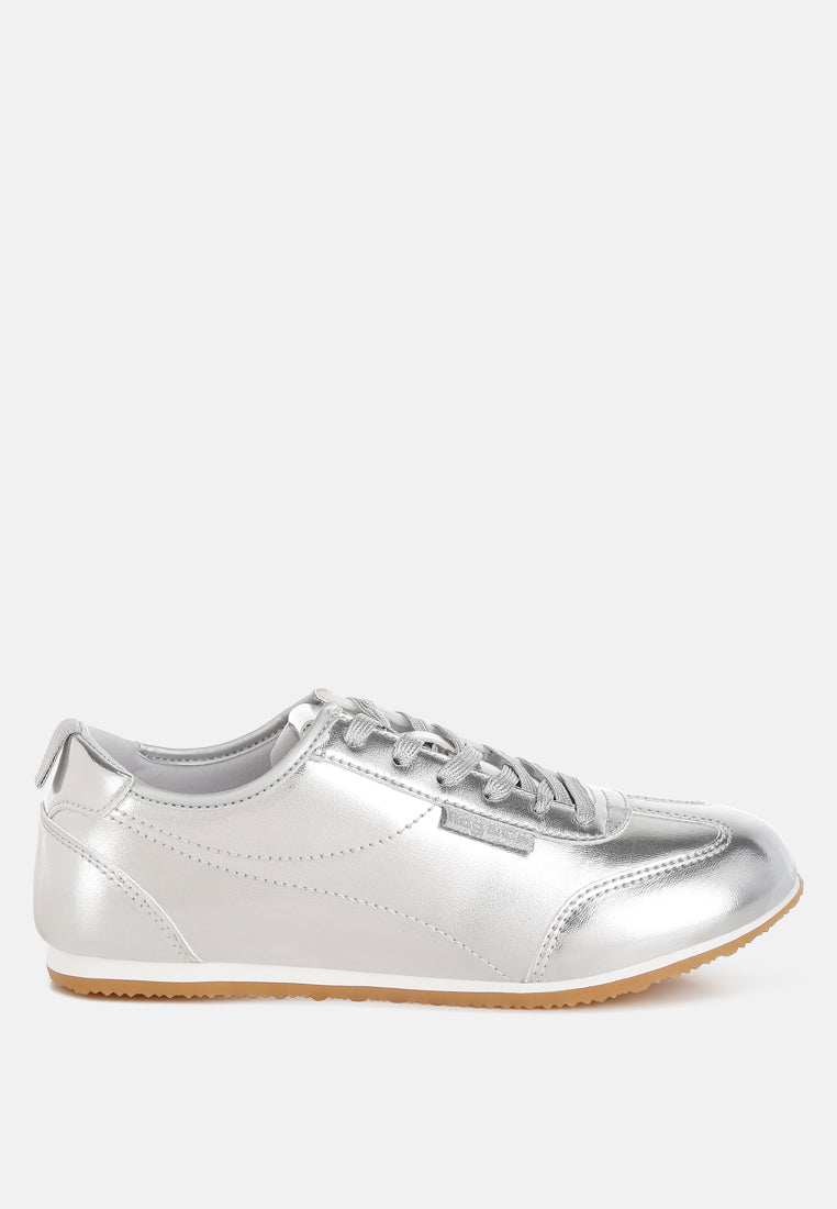 Astylos Metallic Faux Leather Sneakers-0
