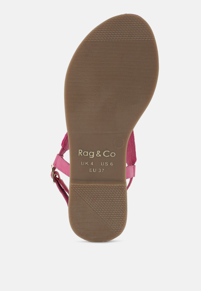 Chitra Pin Buckle Beaded Flat Sandals-4