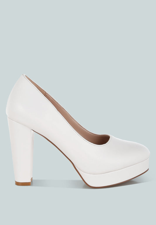Damsor Faux Leather Block Heel Pumps-0