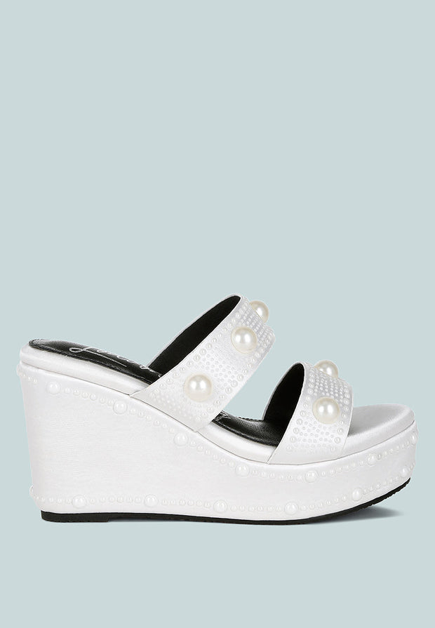 Django Pearl Embellished Wedge Sandals-0
