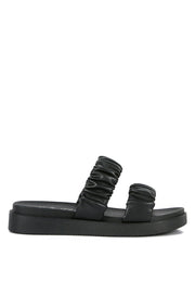Faux Leather Ruched Strap Platform Sandals-2