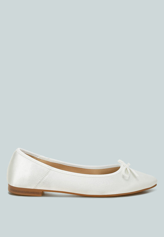 Fearless Satin Bow Embellished Ballerinas-0