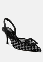 Freya Mesh Checkered Pointy Stiletto Heels-1