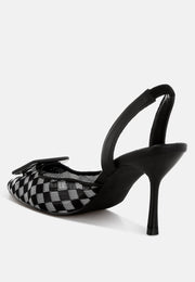 Freya Mesh Checkered Pointy Stiletto Heels-2