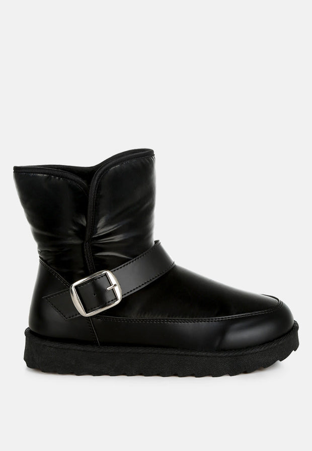 Jammy Buckle Strap Puffy Ankle Boots-6