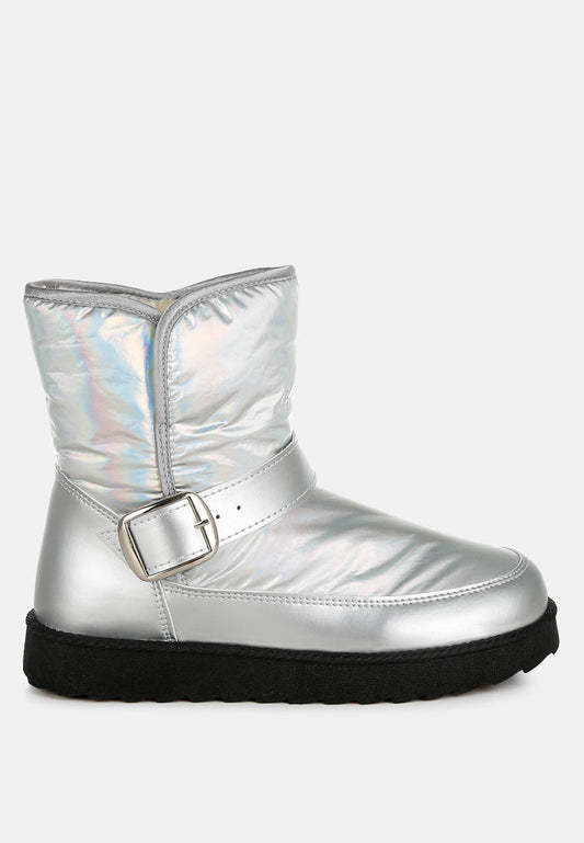 Jammy Buckle Strap Puffy Ankle Boots-0