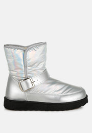 Jammy Buckle Strap Puffy Ankle Boots-5