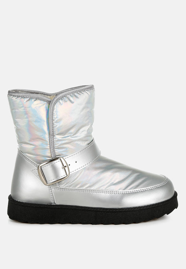Jammy Buckle Strap Puffy Ankle Boots-5