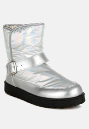 Jammy Buckle Strap Puffy Ankle Boots-1