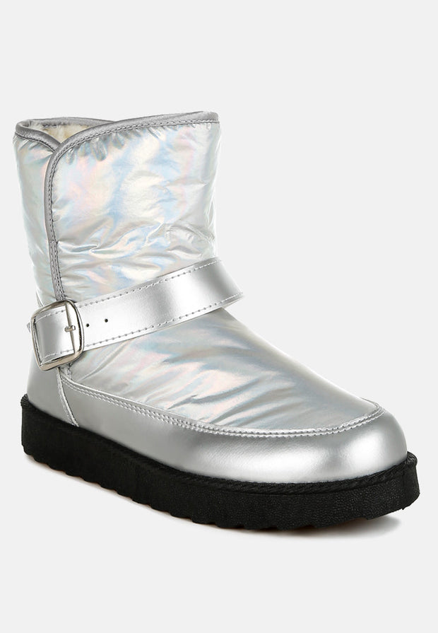 Jammy Buckle Strap Puffy Ankle Boots-1