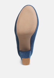 Kostur Denim Block Heel Pumps-4