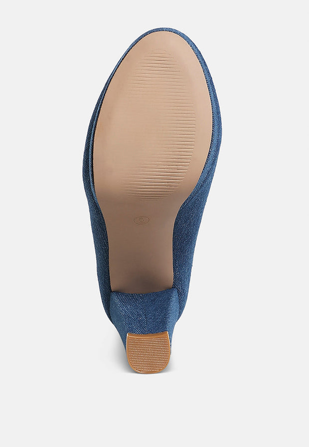 Kostur Denim Block Heel Pumps-4