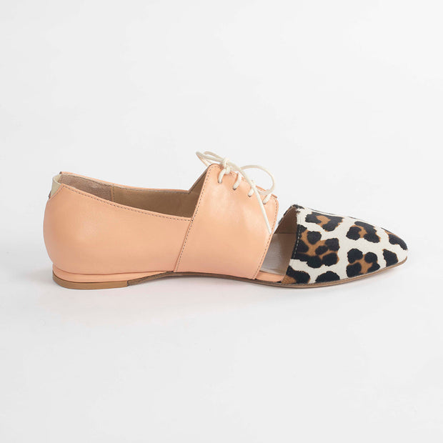 Sapien Genuine Leather Calf Hair Oxford Flat Shoes by Lordess-4