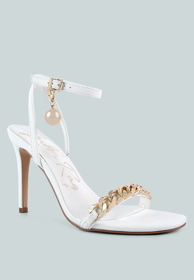 Mooning Metal Chain Strap Stiletto Sandals-1