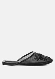 Nahra Mesh Sequin Beaded Mules-7