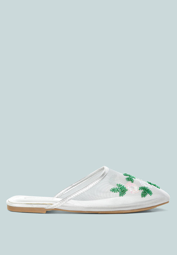 Nahra Mesh Sequin Beaded Mules-6