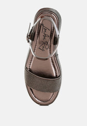 Nensis Rhinestone Embellished Flatform Sandals-3