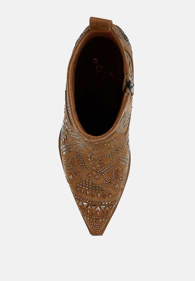 Omishi Stud Embellished Ankle Boots-3