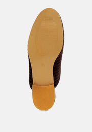 Ouzini Velvet Textured Slip On Mules-4