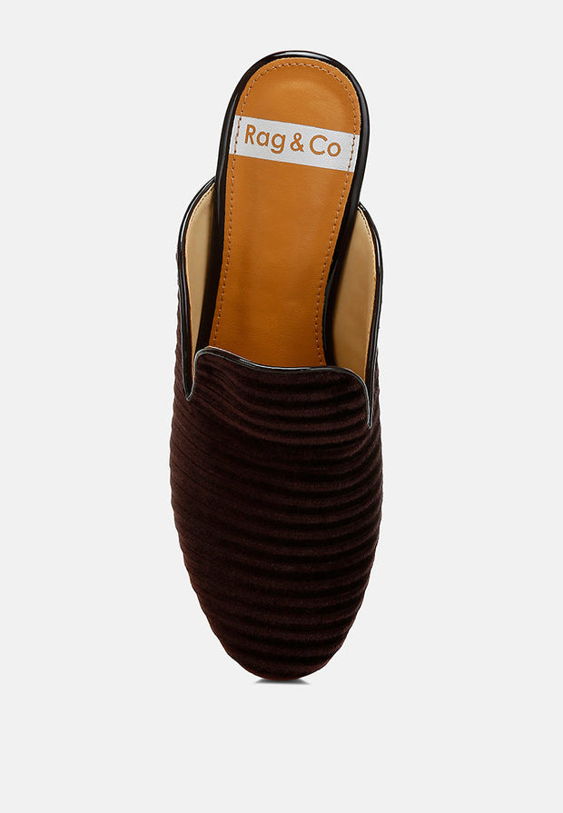 Ouzini Velvet Textured Slip On Mules-3