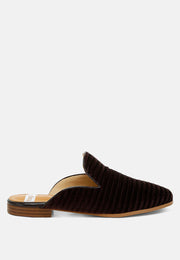 Ouzini Velvet Textured Slip On Mules-0