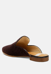 Ouzini Velvet Textured Slip On Mules-2