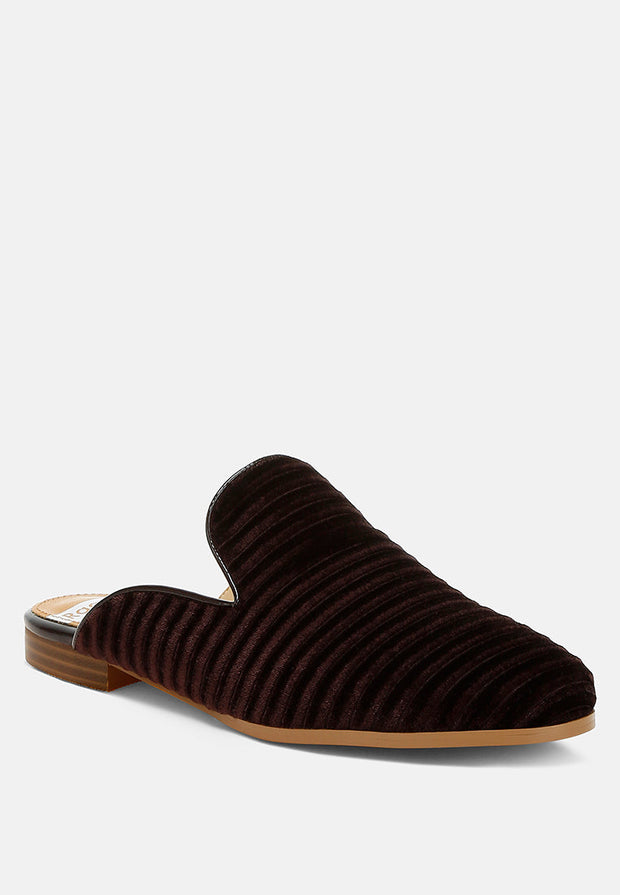 Ouzini Velvet Textured Slip On Mules-1