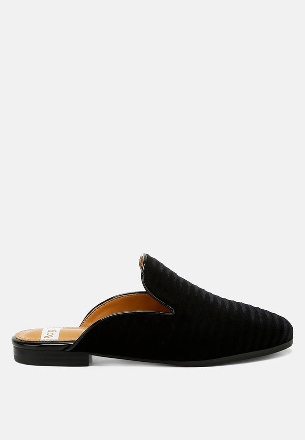 Ouzini Velvet Textured Slip On Mules-7