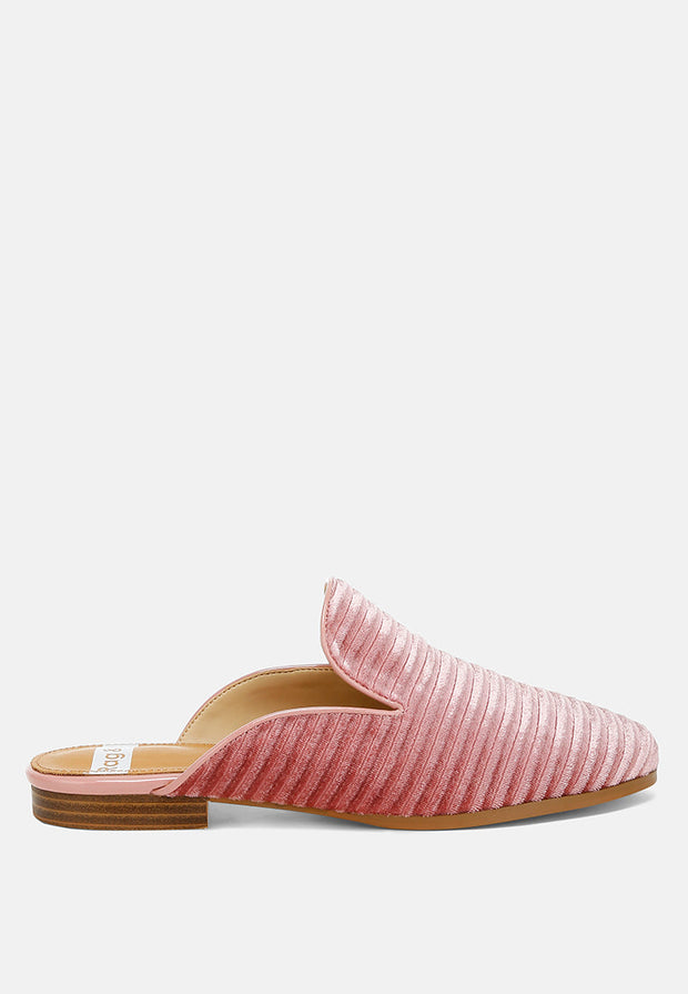 Ouzini Velvet Textured Slip On Mules-5
