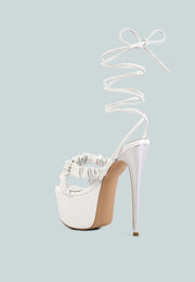 Pop Era Ruched Straps Tie Up Sandals-2
