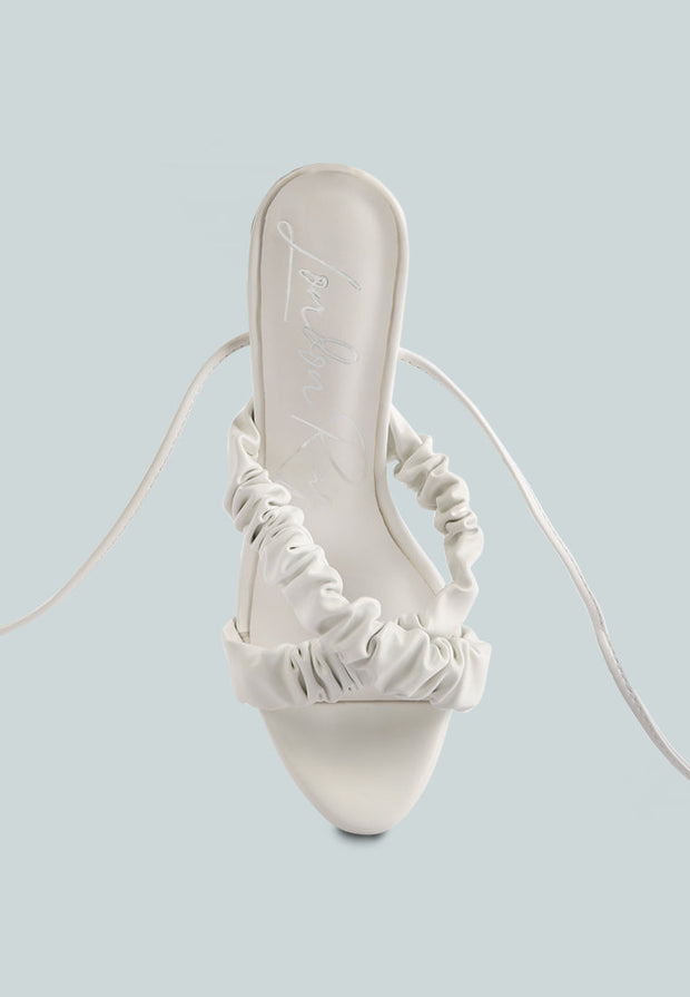 Pop Era Ruched Straps Tie Up Sandals-3