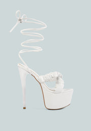 Pop Era Ruched Straps Tie Up Sandals-0
