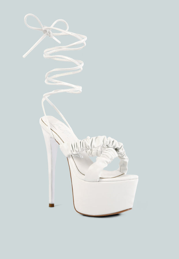 Pop Era Ruched Straps Tie Up Sandals-1