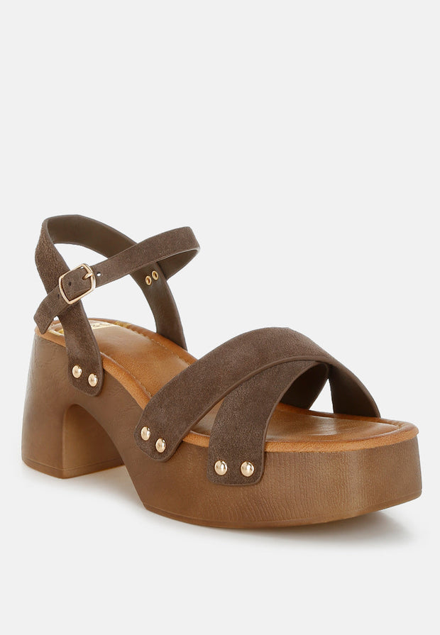 Pikansa Studded Real Suede Clog Sandals-1