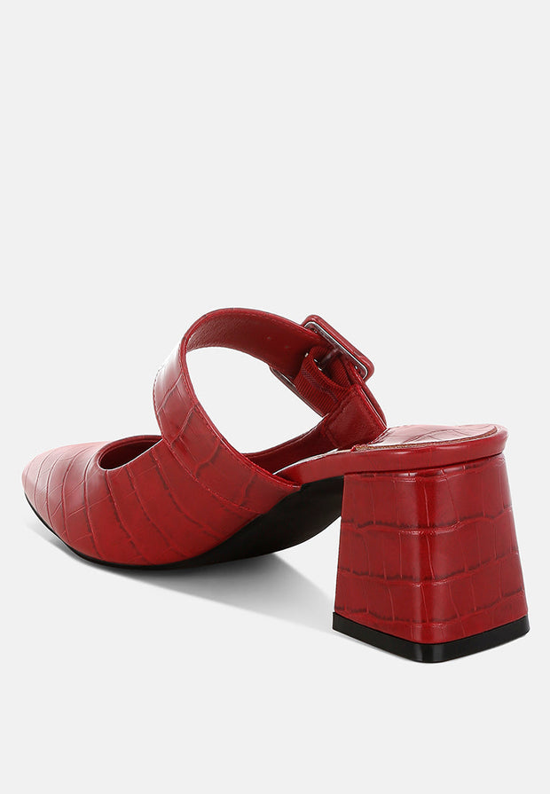 Pinacola Croco Buckle Strap Detail Mules-2