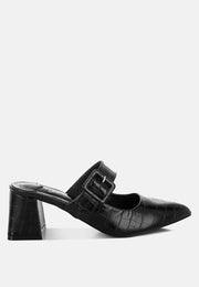 Pinacola Croco Buckle Strap Detail Mules-5