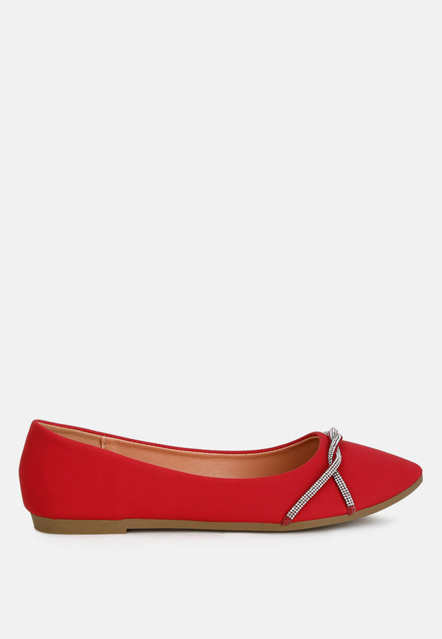 Playasu Rhinestone Faux Leather Ballerinas-5
