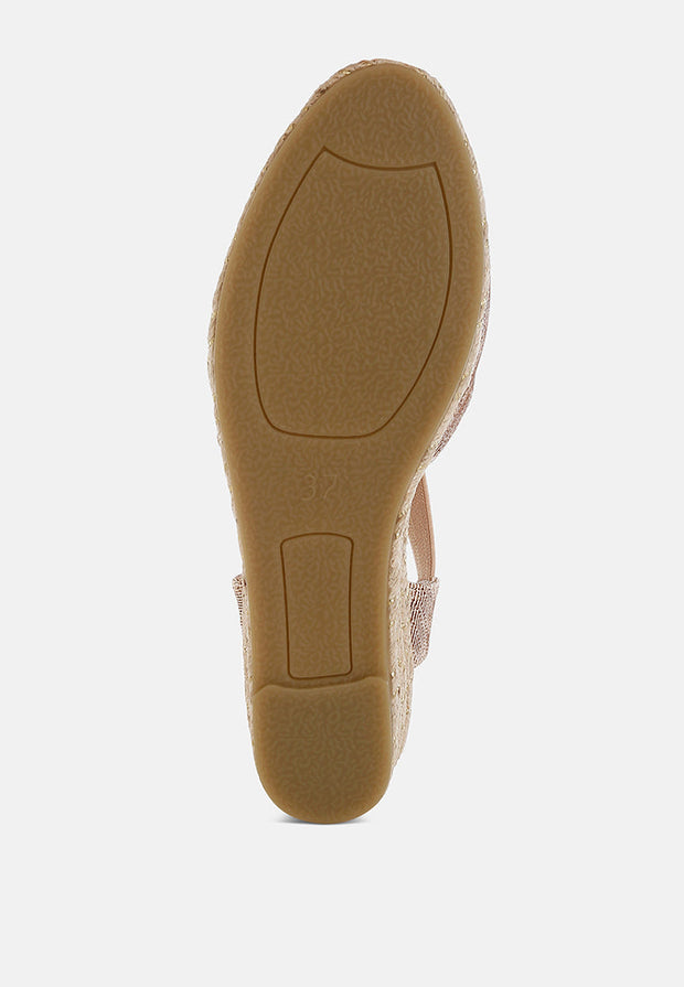 Port Side Metallic Woven Espadrille Wedges-4