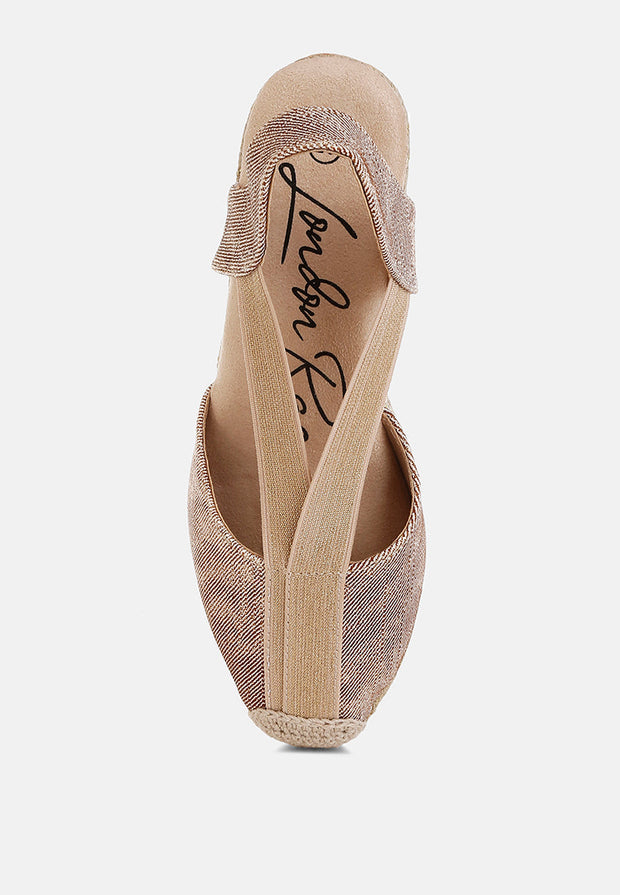Port Side Metallic Woven Espadrille Wedges-3