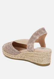 Port Side Metallic Woven Espadrille Wedges-2
