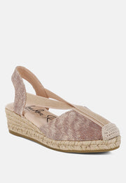 Port Side Metallic Woven Espadrille Wedges-1
